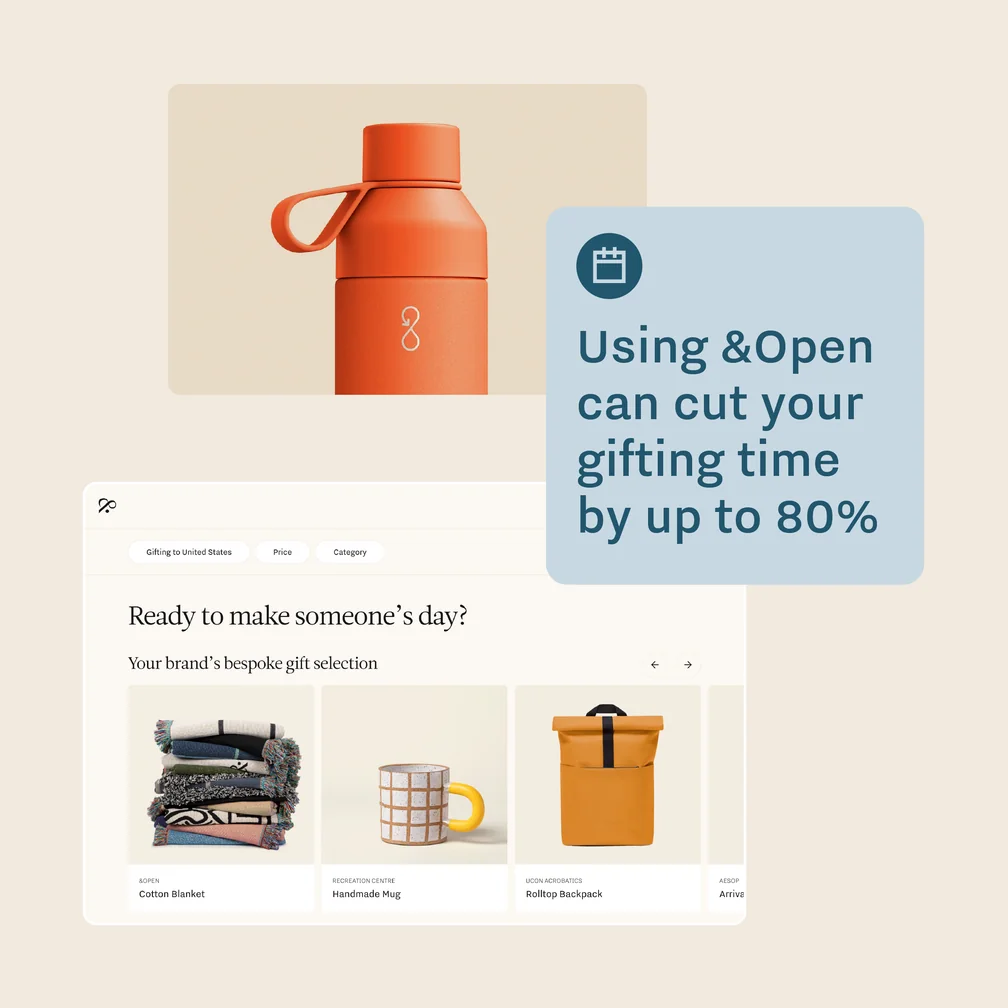 A sender browsing gifts on &Open. Using &Open can cut your gifting time by up to 80%.